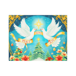 Impresión En Metal Christmas Doves, Christmas Tree, Love,Peace, Joy