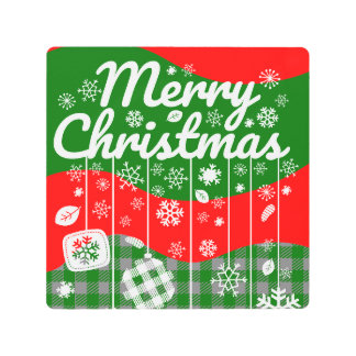 Impresión En Metal Christmas Metal Wall Art – White Ornaments 