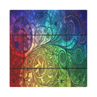 Impresión En Metal Chromatic Garden Flow — Stained Glass Metal Wall