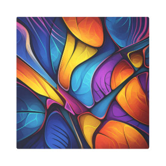 Impresión En Metal Chromatic Petals — Vivid Abstract Metal Wall Art