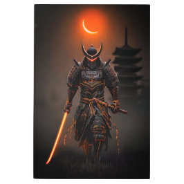 Impresión En Metal Ciberpunk Samurai Futurista Guerrero