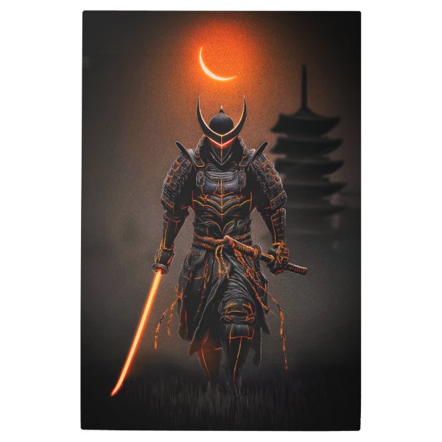 Impresión En Metal Ciberpunk Samurai Futurista Guerrero (Anverso)