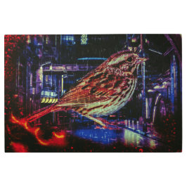 Impresión En Metal Ciberpunk Sparrow en Neon Cityscape