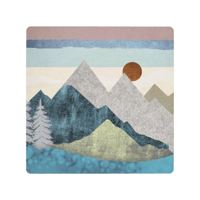 Impresión En Metal Cielo de rayas de montaña (Anverso)