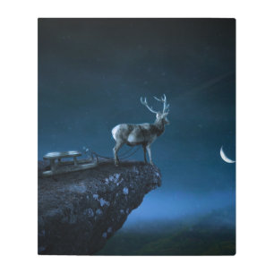 Impresión En Metal ciervo a la luz de la luna