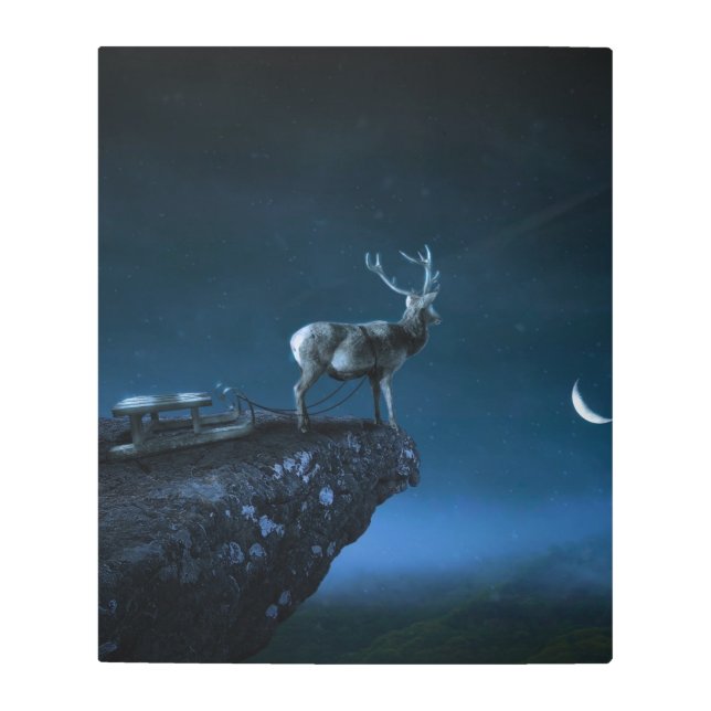 Impresión En Metal ciervo a la luz de la luna (Anverso)