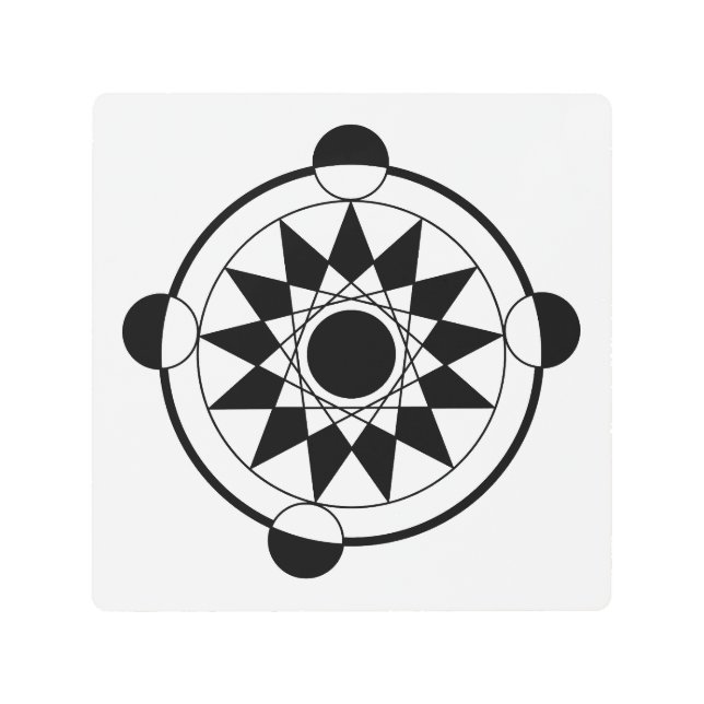 Impresión En Metal Círculo de cultivo geométrico futurista Mandala (Anverso)