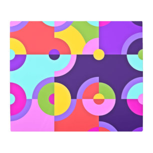 Impresión En Metal Círculos modernos alegres en azul rosado y verde