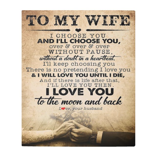 Impresión En Metal Cita De Amor Para Esposa | Mejor regalo y perfecto (Anverso)