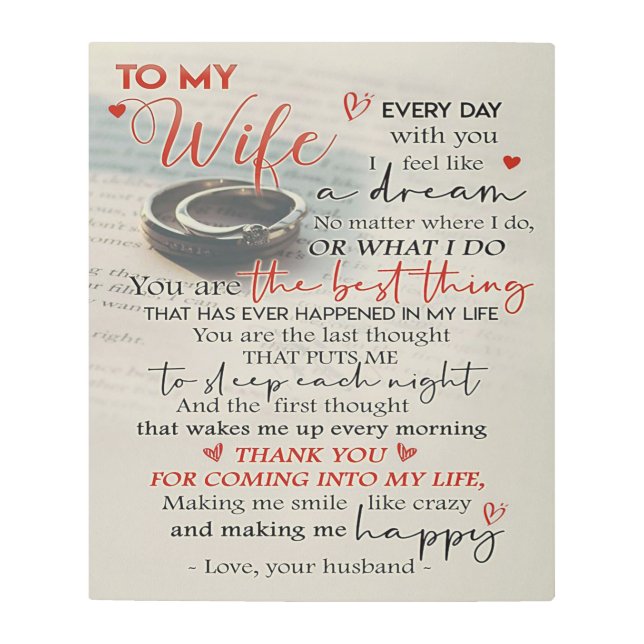 Impresión En Metal Cita De Amor Para Esposa | Presencia De Moda Para  (Anverso)