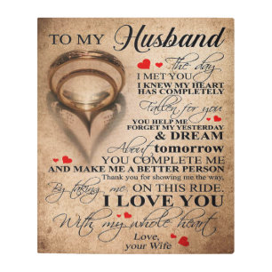 Impresión En Metal Cita de amor para marido   Mejor Regalo Para El Ma