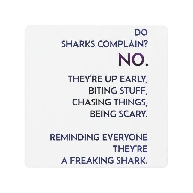 Impresión En Metal Cita de "Mentalidad del Tiburón" (Anverso)