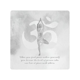 Impresión En Metal Cita de Rótulo Pose Om del árbol de meditación del