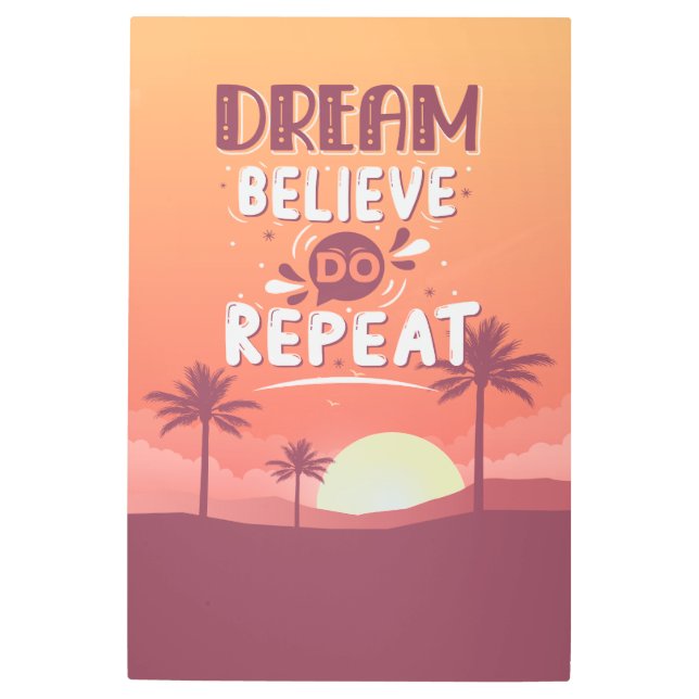 Impresión En Metal Cita motivacional Sueño cree que repite (Anverso)