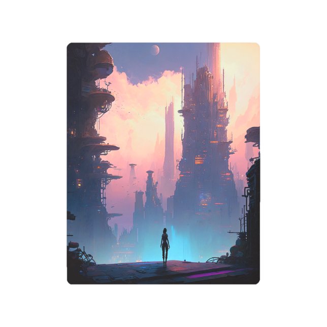 Impresión En Metal Ciudad futurista de ciencia ficción (Anverso)