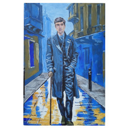 Impresión En Metal Ciudad vieja, hombre, calle, bastón