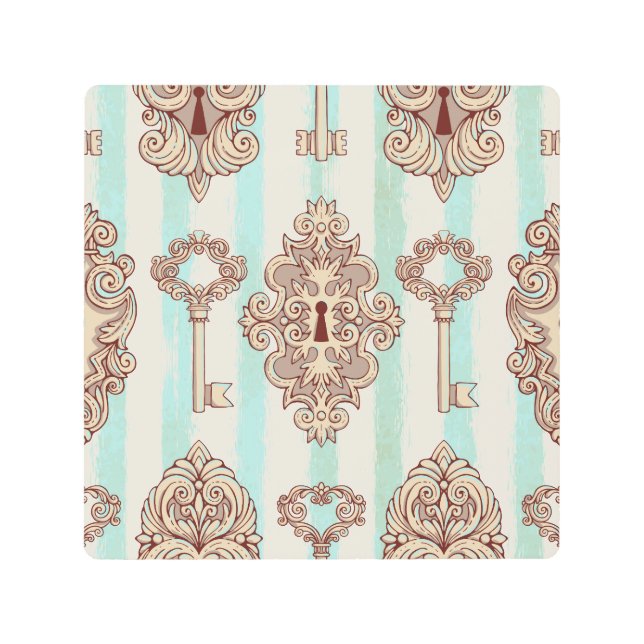 Impresión En Metal Claves de época, cerraduras: patrón de mano libre. (Anverso)