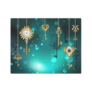 Impresión En Metal Claves de esqueleto antiguas sobre fondo verde