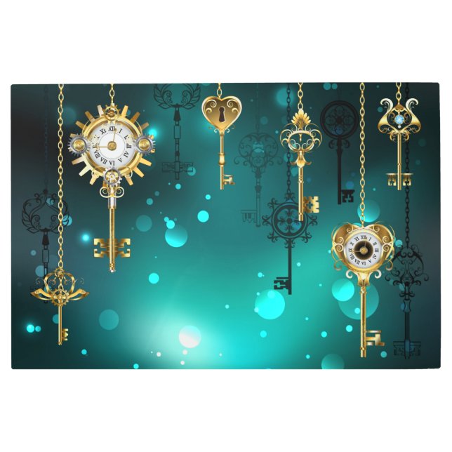 Impresión En Metal Claves de esqueleto antiguas sobre fondo verde (Anverso)