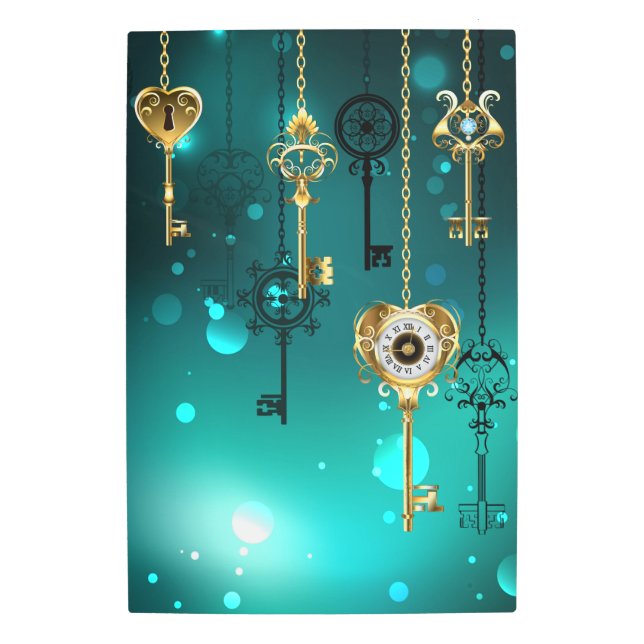 Impresión En Metal Claves de esqueleto antiguas sobre fondo verde (Anverso)