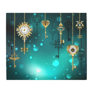 Impresión En Metal Claves de esqueleto antiguas sobre fondo verde