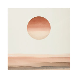 Impresión En Metal Clay Sun Abstract Art in Japandi Style