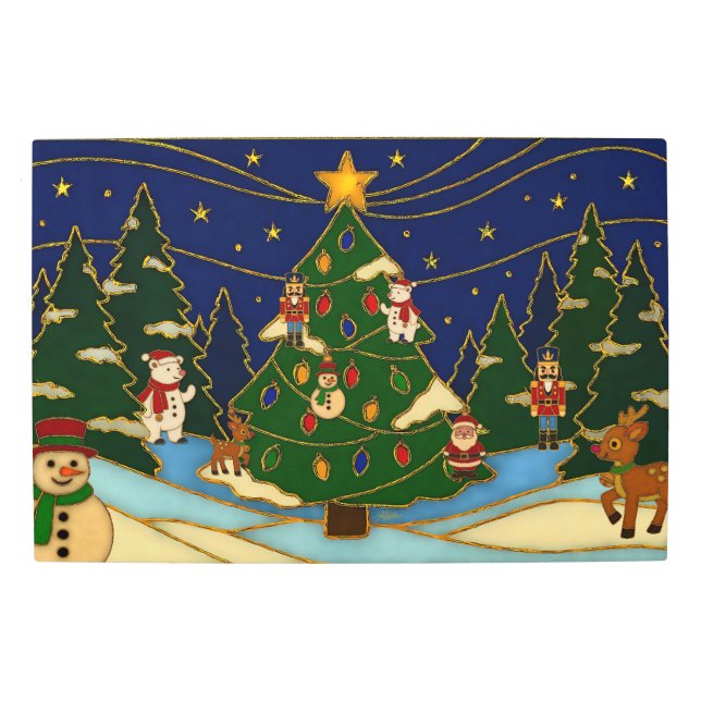 Impresión En Metal Cloisonne Art Whimsical Forest Classic Christmas  (Anverso)