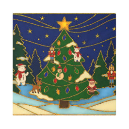 Impresión En Metal Cloisonne Art Whimsical Forest Classic Christmas 
