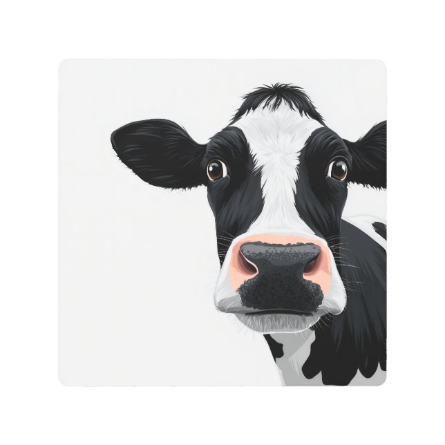 Impresión En Metal Close-Up Cow Curiosity (Anverso)