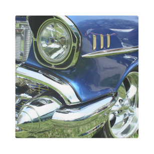 Impresión En Metal Coche 1957 del vintage de Chevy del azul