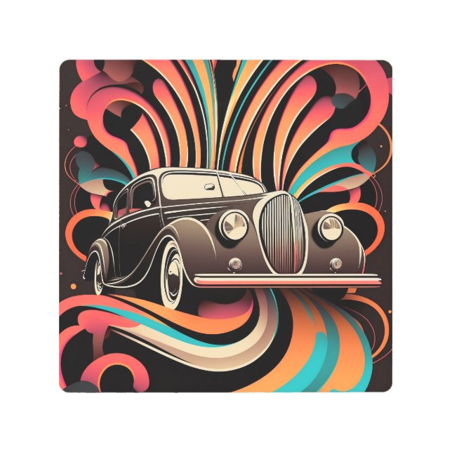 Impresión En Metal Coche en segundo plano (Anverso)