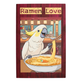 Impresión En Metal Cockatoo comiendo Ramen en un bar japonés de fideo