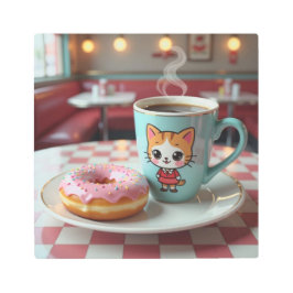 Impresión En Metal Coffee y donut judos en retro diner