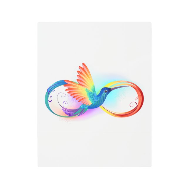 Impresión En Metal Colibrí arcoiris con símbolo Infinity (Anverso)