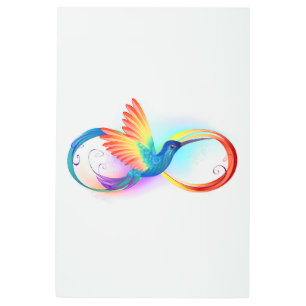 Impresión En Metal Colibrí arcoiris con símbolo Infinity