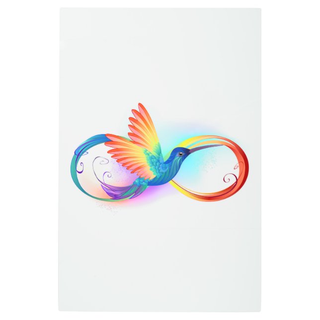 Impresión En Metal Colibrí arcoiris con símbolo Infinity (Anverso)