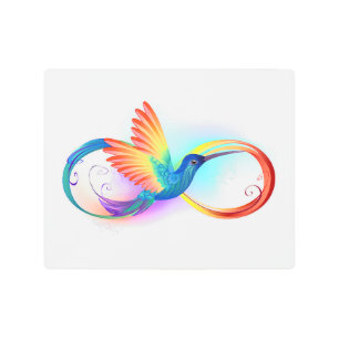 Impresión En Metal Colibrí arcoiris con símbolo Infinity