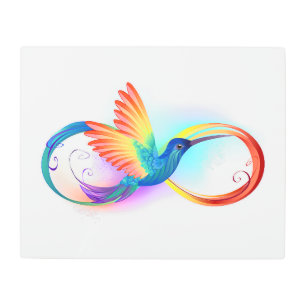 Impresión En Metal Colibrí arcoiris con símbolo Infinity