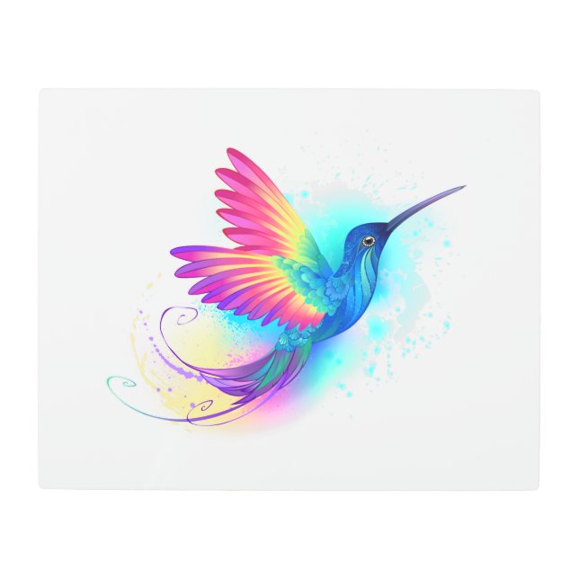 Impresión En Metal Colibrí arcoiris exótica (Anverso)