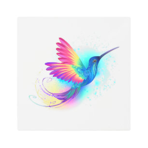 Impresión En Metal Colibrí arcoiris exótica