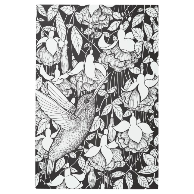 Impresión En Metal Colibrí y fucsia (Anverso)