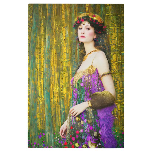 Impresión En Metal Collage al estilo Klimt retrato de una mujer (Anverso)