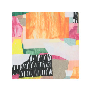 Impresión En Metal Collage art, colorido abstracto moderno.