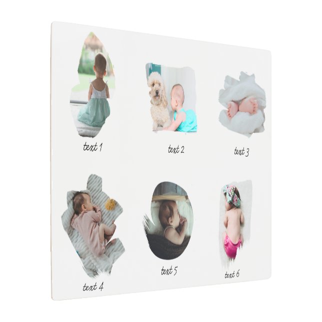 Impresión En Metal Collage moderno de fotos de bebés (Angulado)