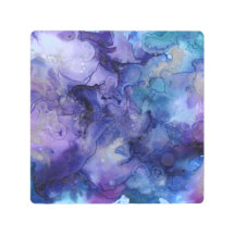 Color azul y púrpura color de agua marcado monogra