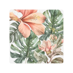 Impresión En Metal Colorante de agua Jungla Flor Peach Green Gold Spl