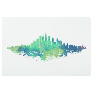 Impresión En Metal Colores de agua de la línea aérea de la ciudad de 