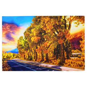 Impresión En Metal Colores de caída de árbol grande 36 X 24