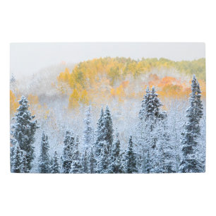 Impresión En Metal Colores de otoño de ápenes y paso de nevada fresca