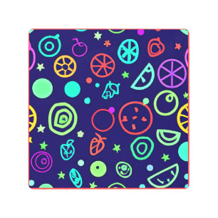 Impresión En Metal Colores de patrón de frutas de neón